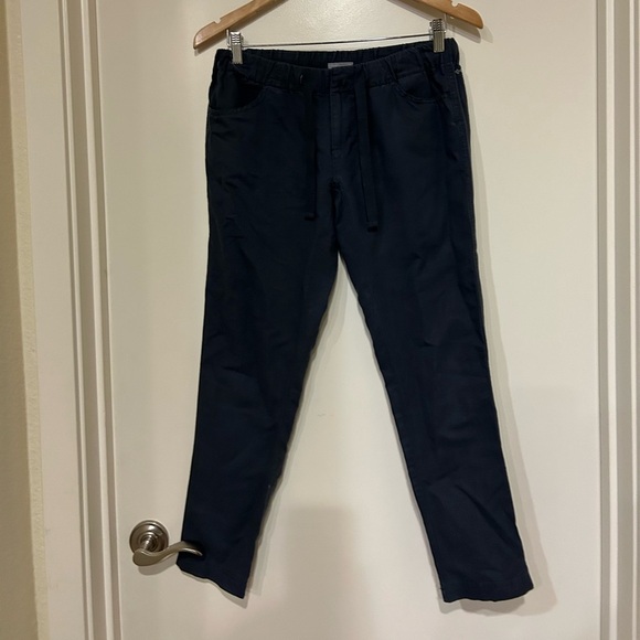 Columbia Blue Linen Cotton Blend Drawstring Elastic Waist Pant Sz XS - Picture 1 of 11